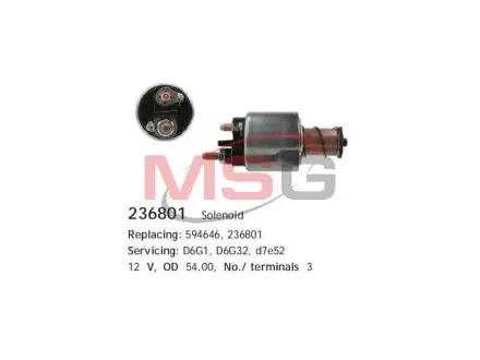 Втягуюче реле Valeo D6G1, 32, D7E52 FIAT/OPEL Doblo \'\'1.3 CARGO 236801