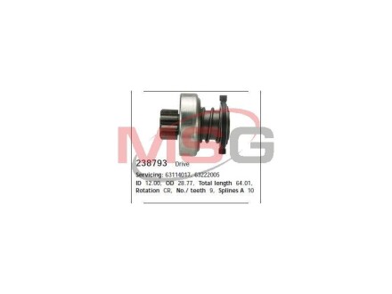 Бендикс стартера BMW/LAND ROVER E46/E39/E38/X5/Range Rover "2,9 "98-04 CARGO 238793