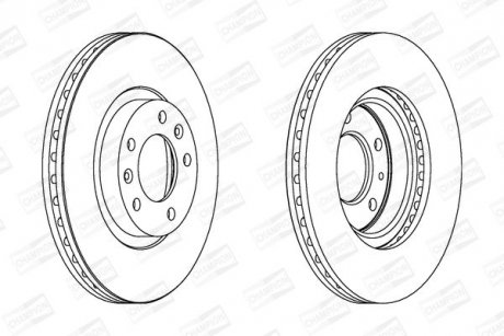 Диск гальмівний передній (кратно 2) Peugeot 407 (04-11), 508 (10-18) CHAMPION 562126CH