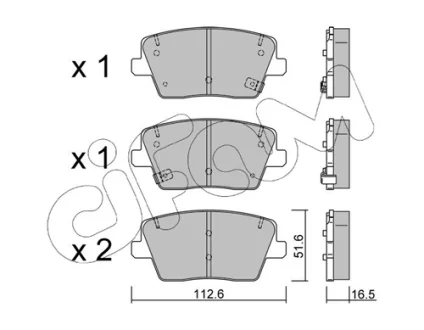 Комплект гальмівних накладок, дискове гальмо CIFAM 822-1242-0