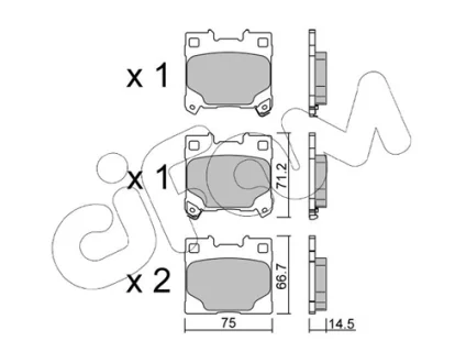 Комплект гальмівних накладок, дискове гальмо CIFAM 822-1289-0