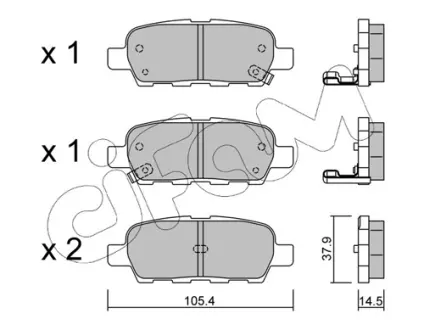 Гальмівні колодки зад. Qashqai/X-Trail 07- (38x105,5x14,3) CIFAM 822-612-0