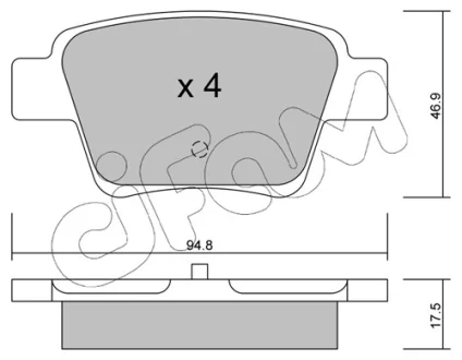 Комплект гальмівних накладок, дискове гальмо CIFAM 822-639-0