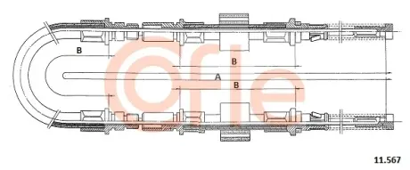 Трос ручнiка Ford Transit 80-120 86- COFLE 11.567