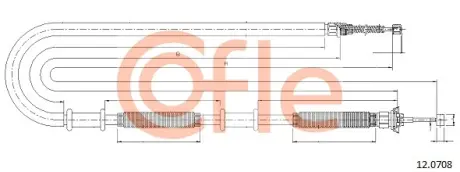 Трос ручного гальма зад. правий Fiat Doblo 1.2-1.9 JTD 01- COFLE 12.0708