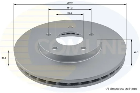 Comline - Диск гальмівний вентильований з покриттям COMLINE ADC0260V