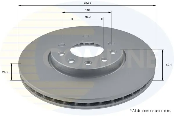 Comline - Диск гальмівний вентильований з покриттям COMLINE ADC1108V (фото 1)