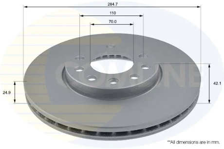 Comline - Диск гальмівний вентильований з покриттям COMLINE ADC1108V