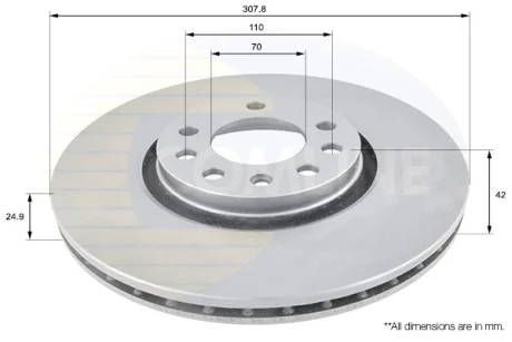 Comline - Диск гальмівний вентильований з покриттям COMLINE ADC1124V