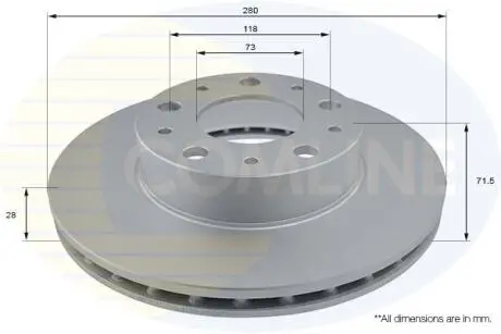 Comline - Диск гальмівний вентильований з покриттям COMLINE ADC2834V