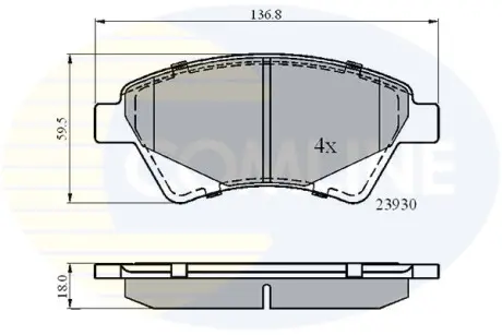 Комплект тормозных колодок, дисковый тормоз COMLINE CBP01160