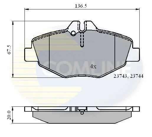 Комплект тормозных колодок, дисковый тормоз COMLINE CBP01209 (фото 1)