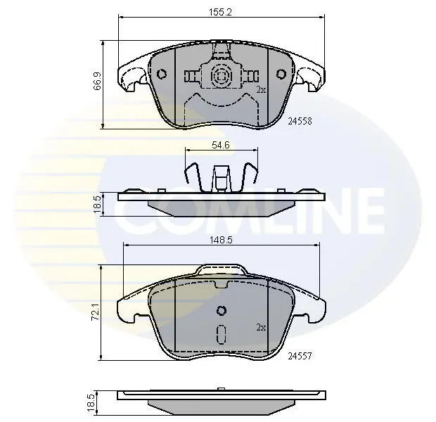 Комплект тормозных колодок, дисковый тормоз COMLINE CBP01720 (фото 1)