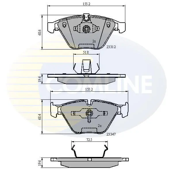 Комплект тормозных колодок, дисковый тормоз COMLINE CBP02033 (фото 1)