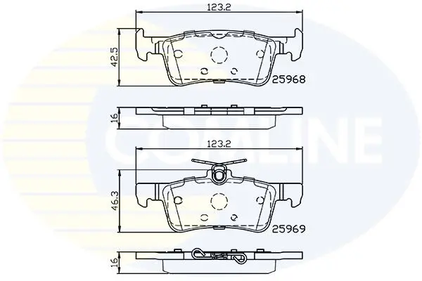 Комплект тормозных колодок, дисковый тормоз COMLINE CBP02233 (фото 1)