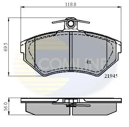Комплект тормозных колодок, дисковый тормоз COMLINE CBP0989 (фото 1)