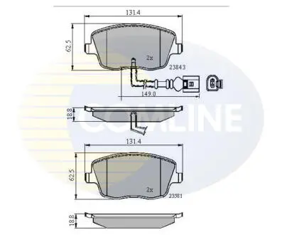 Комплект тормозных колодок, дисковый тормоз COMLINE CBP11147