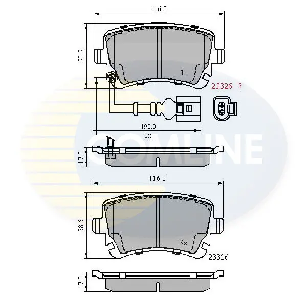 Комплект тормозных колодок, дисковый тормоз COMLINE CBP11313 (фото 1)