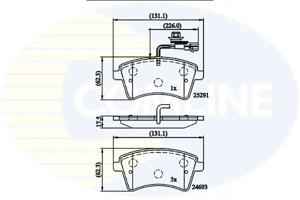 Комплект тормозных колодок, дисковый тормоз COMLINE CBP11707 (фото 1)