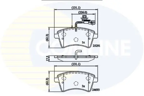 Комплект тормозных колодок, дисковый тормоз COMLINE CBP11707