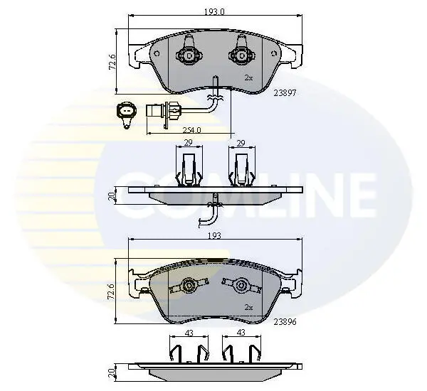 Комплект тормозных колодок, дисковый тормоз COMLINE CBP11740 (фото 1)