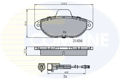 Комплект тормозных колодок, дисковый тормоз COMLINE CBP2509