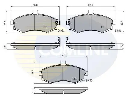 Комплект тормозных колодок, дисковый тормоз COMLINE CBP31176