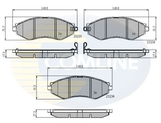 Комплект тормозных колодок, дисковый тормоз COMLINE CBP31188 (фото 1)