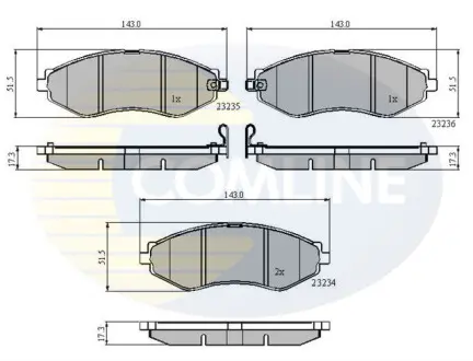 Комплект тормозных колодок, дисковый тормоз COMLINE CBP31188