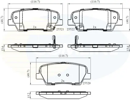 Комплект тормозных колодок, дисковый тормоз COMLINE CBP36009