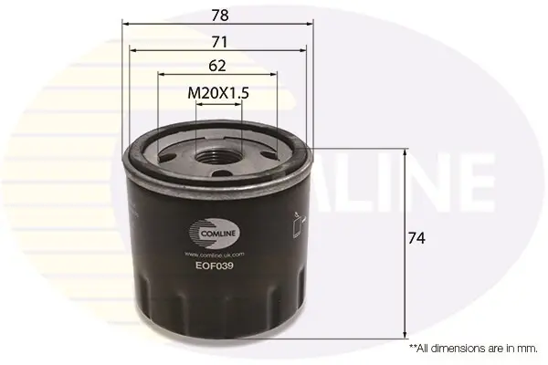 Масляний фільтр COMLINE EOF039 (фото 1)