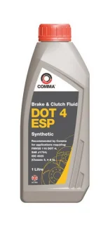Гальмівна рідина DOT4 ESP (1L) [сухість: 265°C, вологість: 170°C, в\'язкість: 700мм²/с] SAE J1703, ISO/DIN 4925 COMMA DOT 4 ESP 1L