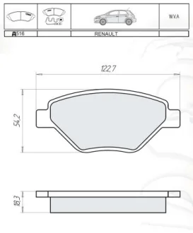 Колодка торм. диск. RENAULT MEGANE II (BM0/1_, CM0/1_) передн. (пр-во Intelli) DAFMI / INTELLI D516E