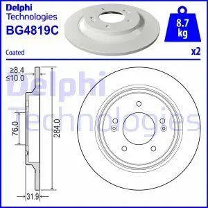DELPHI KIA Диск гальмівний задн.CEED 18-, HYUNDAI Delphi BG4819C (фото 1)