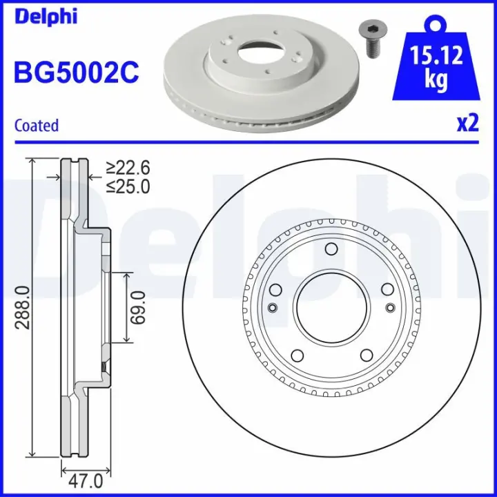 Гальмівний диск Delphi BG5002C (фото 1)