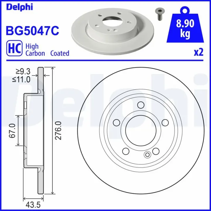 DELPHI DB Гальмвний диск задн. W177 18- Delphi BG5047C (фото 1)