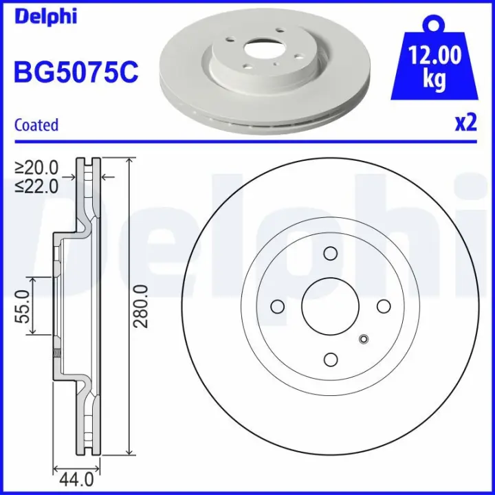 Гальмівний диск Delphi BG5075C (фото 1)