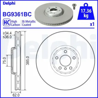 Гальмівний диск Delphi BG9361BC