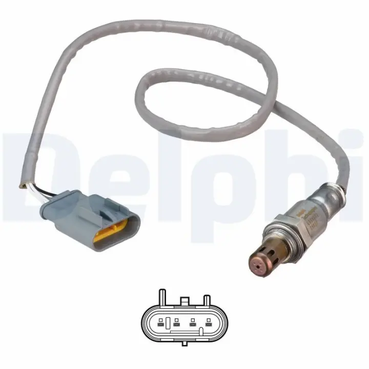 Лямбда-зонд (кількість дротів 4, 580мм) ALFA ROMEO MITO FIAT 500, 500 C, PANDA, PUNTO, PUNTO/HATCHBACK LANCIA YPSILON 1.2-1.4LPG 07.07- Delphi ES2107312B1 (фото 1)
