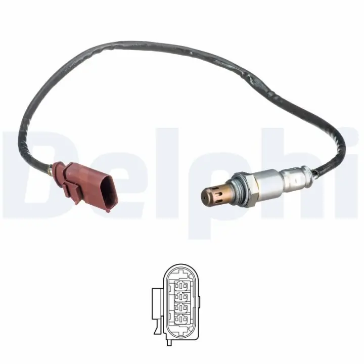 Лямбда-зонд (кількість дротів 4, 570мм) AUDI A3, Q2 SEAT ATECA, LEON, LEON SC, LEON ST, LEON ST/KOMBI SKODA KAROQ, OCTAVIA III VW GOLF SPORTSVAN VII, GOLF VI, GOLF VII 1.2/1.4 04.12- Delphi ES2108912B1 (фото 1)