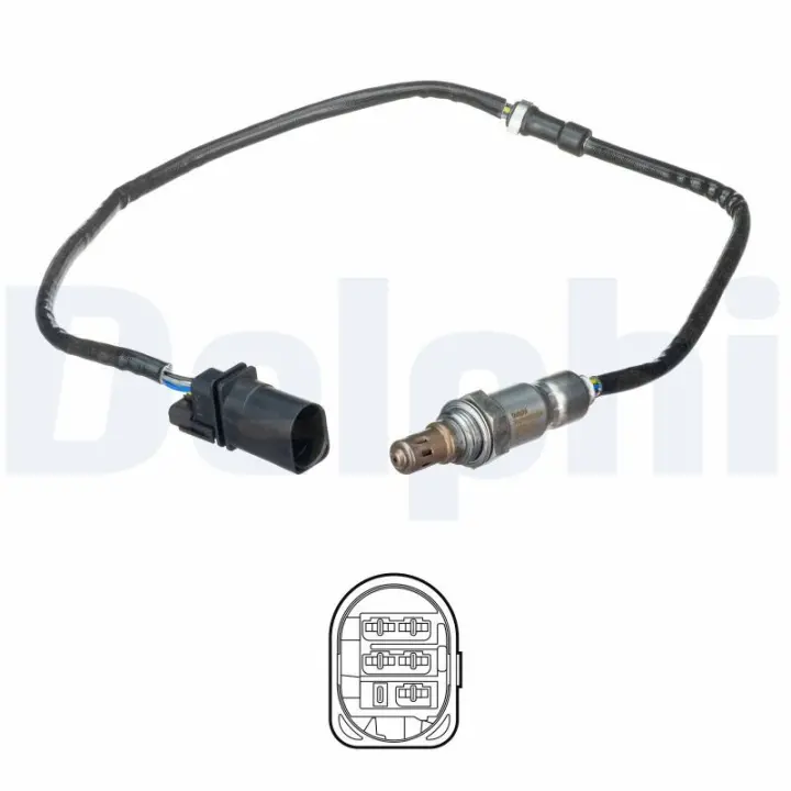 Лямбда-зонд (кількість дротів 5, 310мм) AUDI A1, A3 SEAT ALTEA, ALTEA XL, IBIZA IV, IBIZA IV SC, IBIZA IV ST, LEON, TOLEDO IV SKODA FABIA II, OCTAVIA II, RAPID, ROOMSTER 1.2/1.2LPG 11.08-05.22 Delphi ES2109112B1 (фото 1)