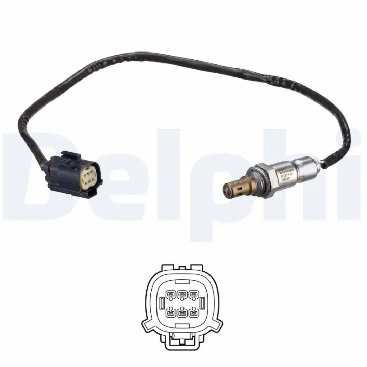 Лямбда-зонд (кількість дротів 5, 500мм) FORD B-MAX, C-MAX II, ECOSPORT, FIESTA VI, FOCUS III, FOCUS III/HATCHBACK, FOCUS III/KOMBI, GRAND C-MAX, KUGA II, MONDEO V 1.5D 09.12- Delphi ES2114312B1 (фото 1)