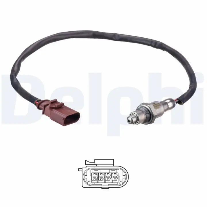Лямбда-зонд (кількість дротів 4, 475мм) AUDI A3 SEAT LEON, LEON SC, LEON ST SKODA OCTAVIA III VW GOLF SPORTSVAN VII, GOLF VII, TOURAN 1.2 08.12-08.20 Delphi ES2115512B1 (фото 1)