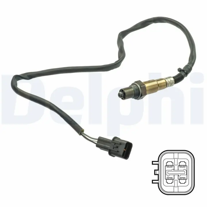 Лямбда-зонд (кількість дротів 4, 400мм) HYUNDAI ACCENT IV, CRETA, ELANTRA V, ELANTRA VI, I20 I, I30, IX20, VELOSTER KIA CARENS III, CEE\'D, CERATO II, CERATO III, CERATO KOUP II 1.4-1.6LPG 03.05- Delphi ES2115712B1 (фото 1)