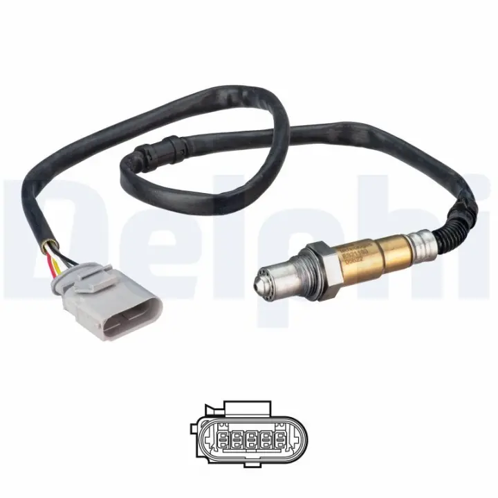 Лямбда-зонд (кількість дротів 5, 570мм) AUDI A1, A3, Q2, TT CUPRA FORMENTOR SEAT ALHAMBRA, ATECA, LEON, LEON SC, LEON ST, LEON ST/KOMBI, LEON/HATCHBACK SKODA KODIAQ I, OCTAVIA III 2.0 11.12- Delphi ES2118312B1 (фото 1)