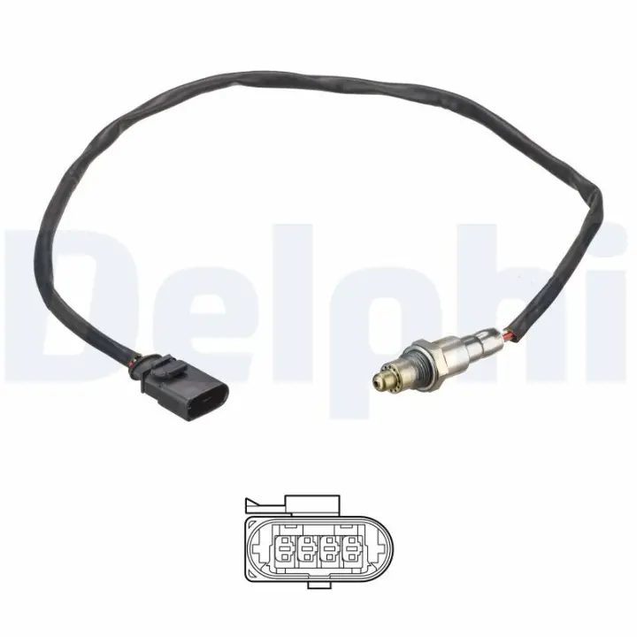 Лямбда-зонд (кількість дротів 4, 685мм) AUDI A3 SEAT LEON, LEON SC, LEON ST SKODA OCTAVIA III VW GOLF SPORTSVAN VII, GOLF VII, TOURAN 1.2 08.12-08.20 Delphi ES2119212B1 (фото 1)