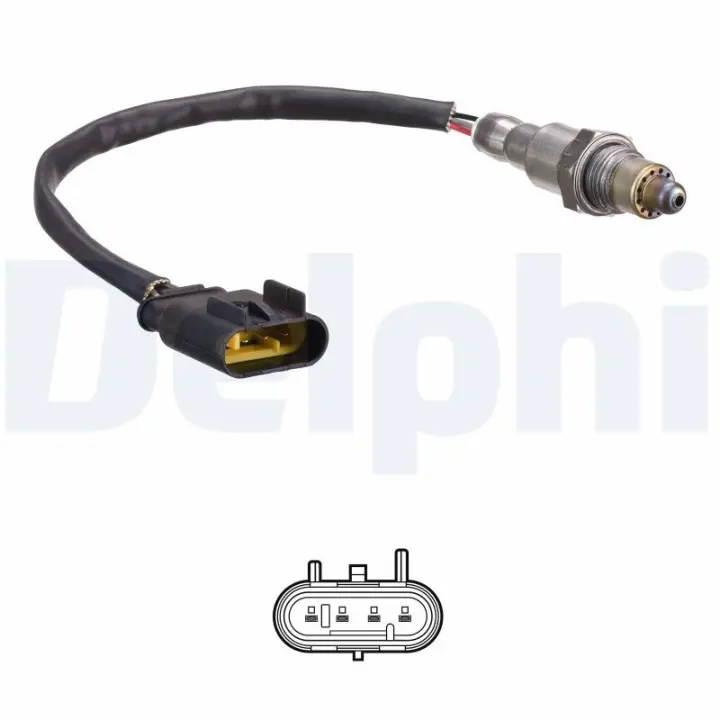 Лямбда-зонд (кількість дротів 4, 300мм) ABARTH 500 / 595 / 695, 500C / 595C / 695C ALFA ROMEO GIULIETTA, MITO FIAT 500L, DOBLO, DOBLO CARGO, FIORINO, TIPO LANCIA DELTA III 1.4-1.6D 11.07- Delphi ES2120112B1 (фото 1)