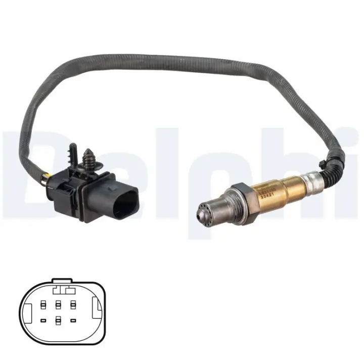 Лямбда-зонд (кількість дротів 5, 425мм) HYUNDAI ACCENT III, ELANTRA IV, GETZ, I10 I, I30 KIA CEE\'D, CERATO I, PICANTO I, PRO CEE\'D, RIO II 1.1D/1.5D/1.6D 03.05-12.15 Delphi ES2135512B1 (фото 1)