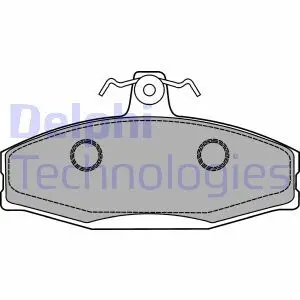Комплект гальмівних колодок передн, MITSUBISHI COLT I, LANCER F, LANCER I SKODA FAVORIT, FAVORIT FORMAN, FAVORIT/KOMBI, FELICIA CUBE, FELICIA I, FELICIA II VW CADDY II 1.2-1.9D 01.78-04.02 Delphi LP1429