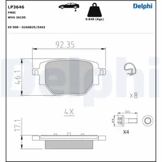 Комплект гальмівних колодок Delphi LP3646